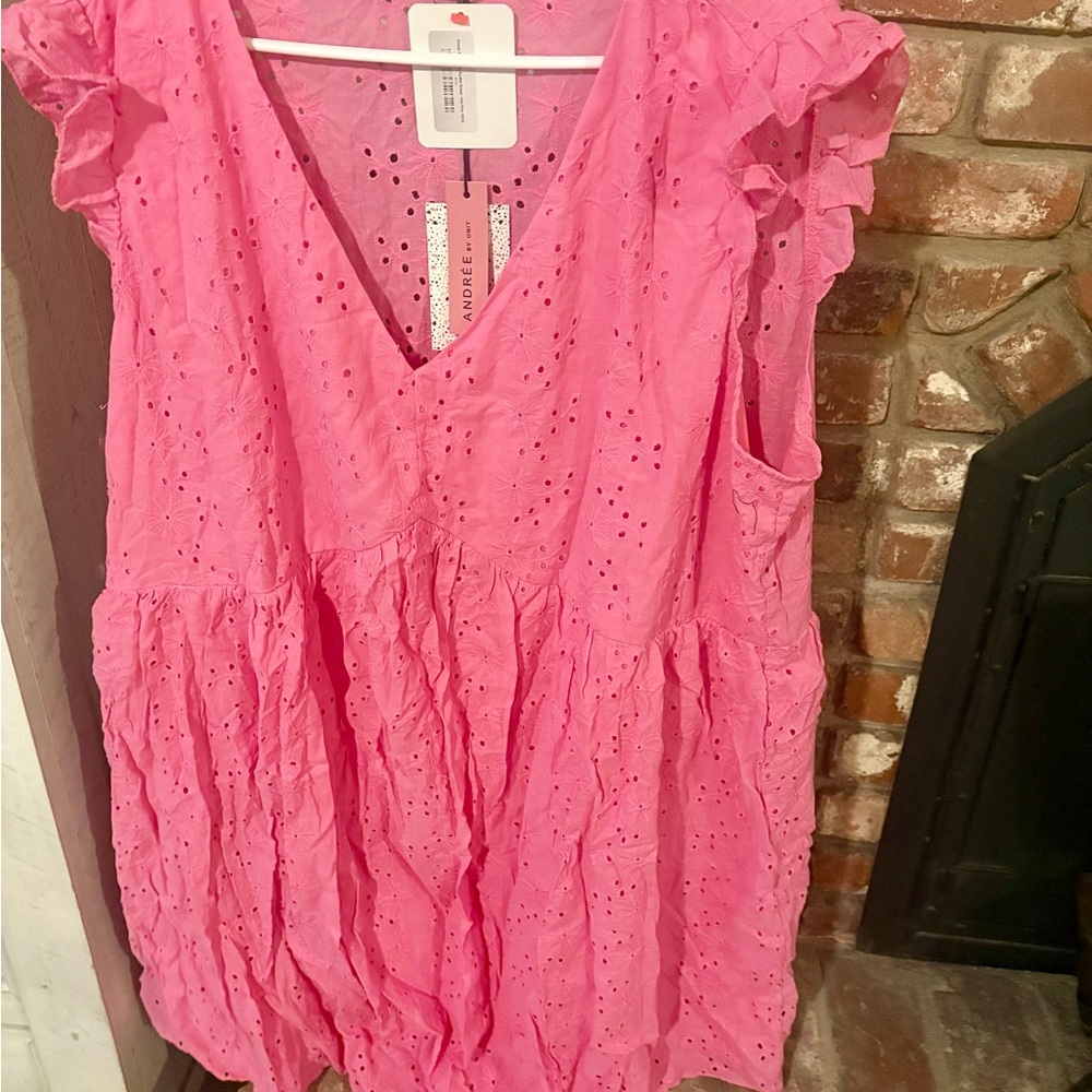ANDREE BY UNIT Pink Eyelet Dress